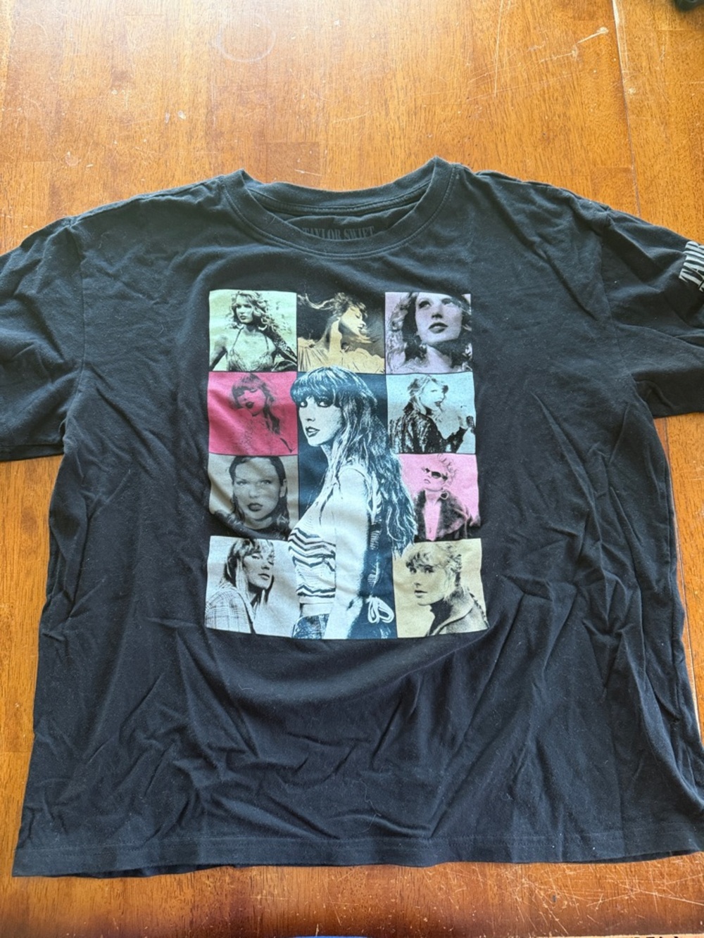 Taylor Swift Black Short-Sleeve Tee with Multi-Panel Photo Grid